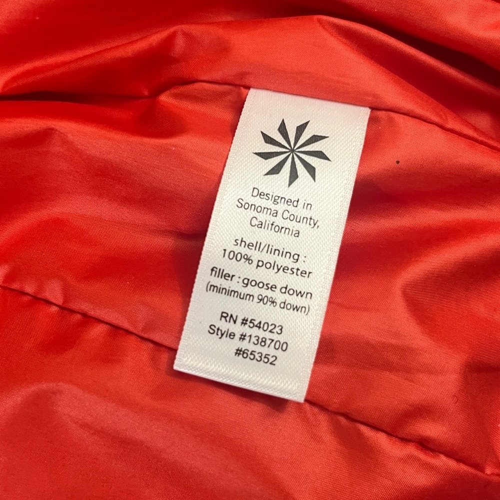 Athleta Goose Down Puffer Bomber Zip Jacket Red Orange Pockets M - Picture 9 of 10
